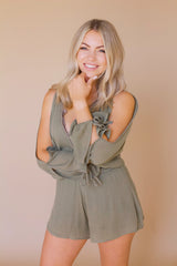 Just Your Type Romper- Olive