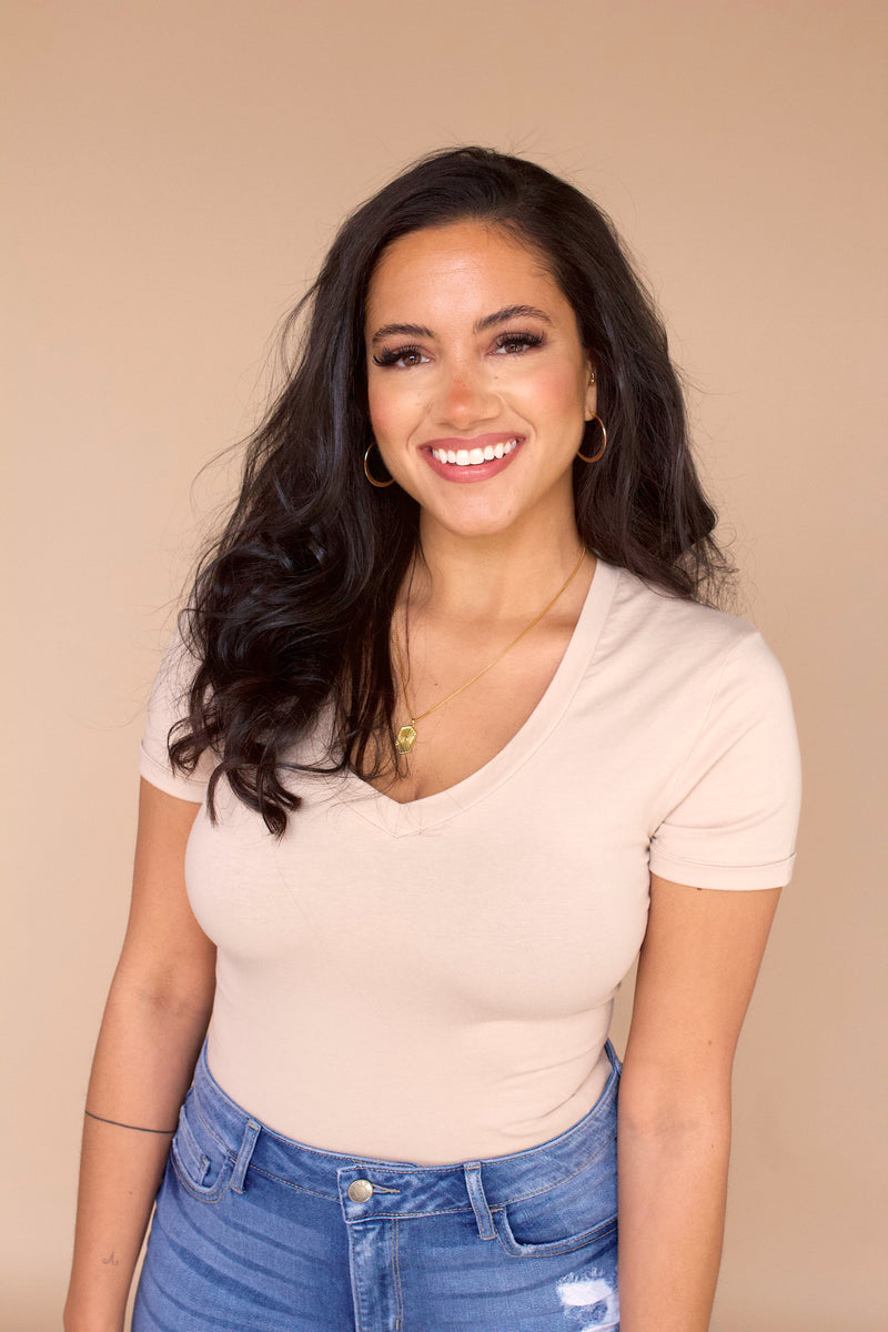 Lucky You Bodysuit- Light Taupe