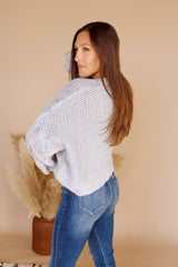Chelsey Cable Knit Sweater- Pale Blue