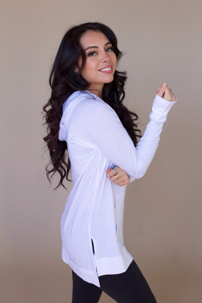 Scout Hi-Low Hoodie- White
