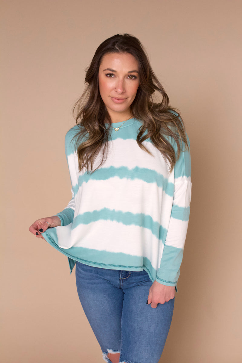 Ollie Tie-Dye Top- Seafoam