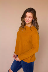 Tanner Ribbed Knit Top- Mustard