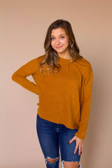 Tanner Ribbed Knit Top- Mustard