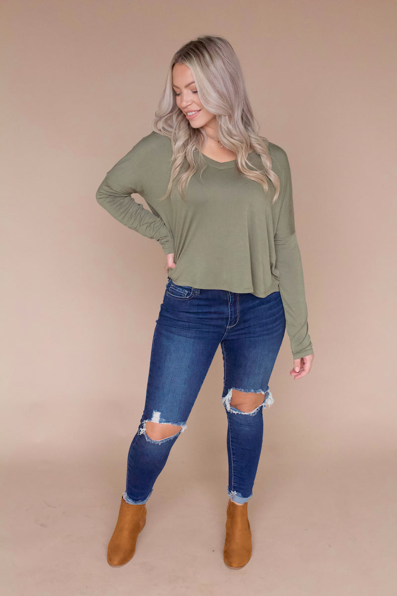 Knox Long Sleeve Tee- Olive