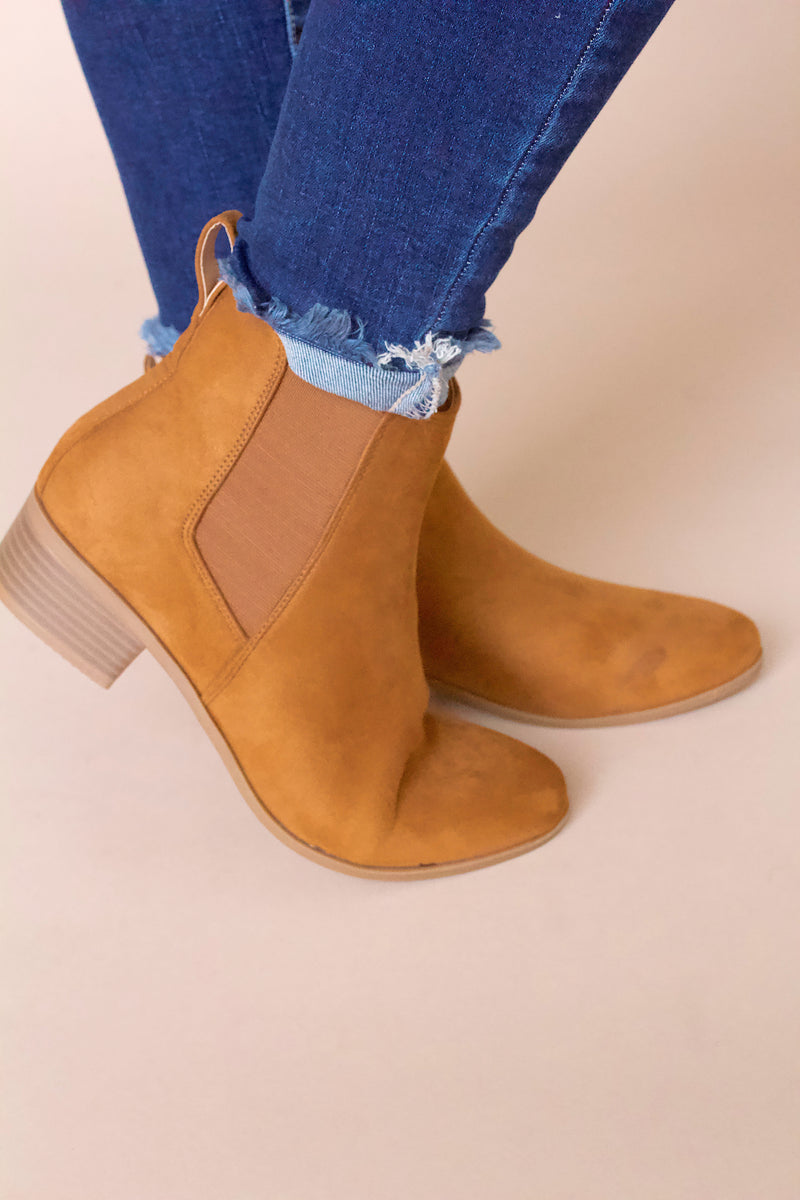 Ever Faux Suede Booties- Camel
