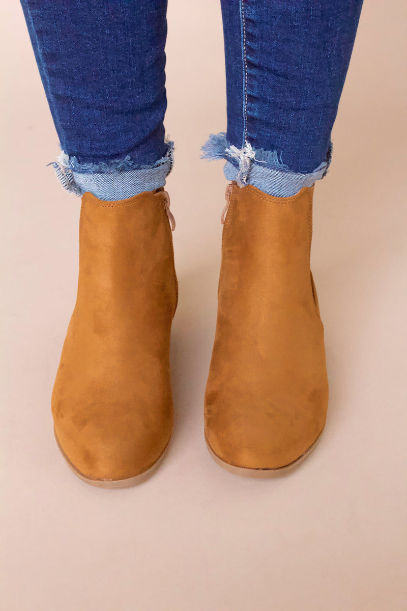 Ever Faux Suede Booties- Camel