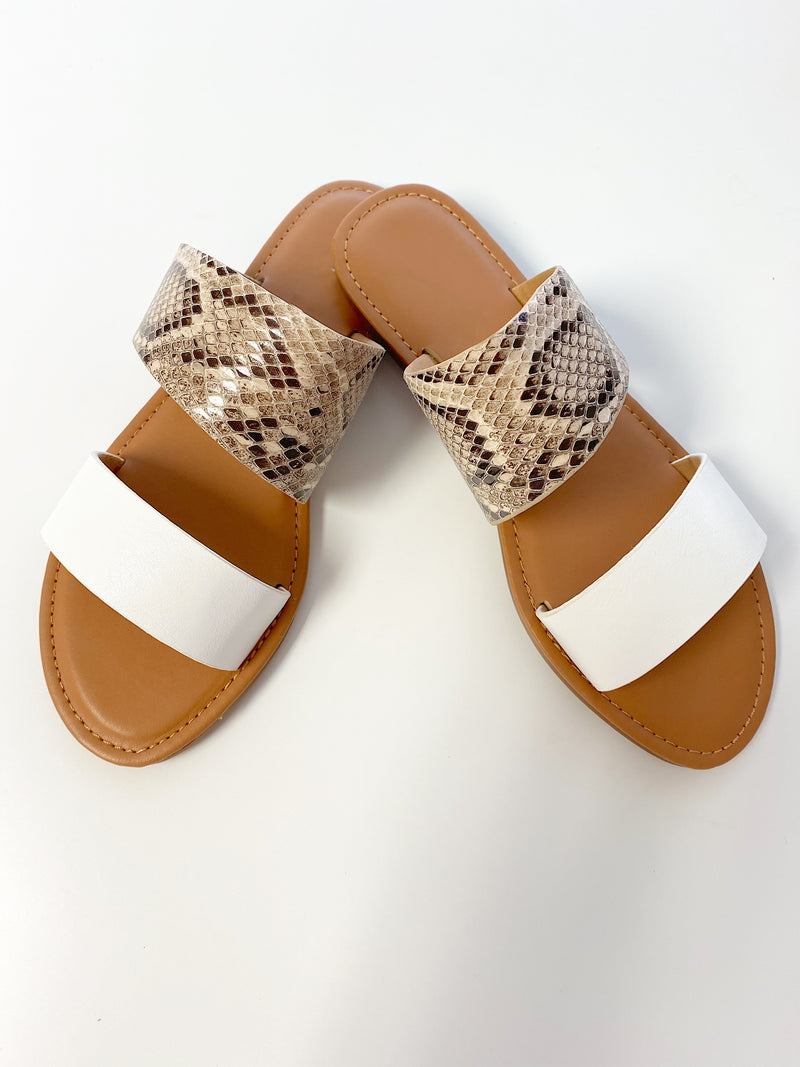 Stand Out Sandals- Snake/White