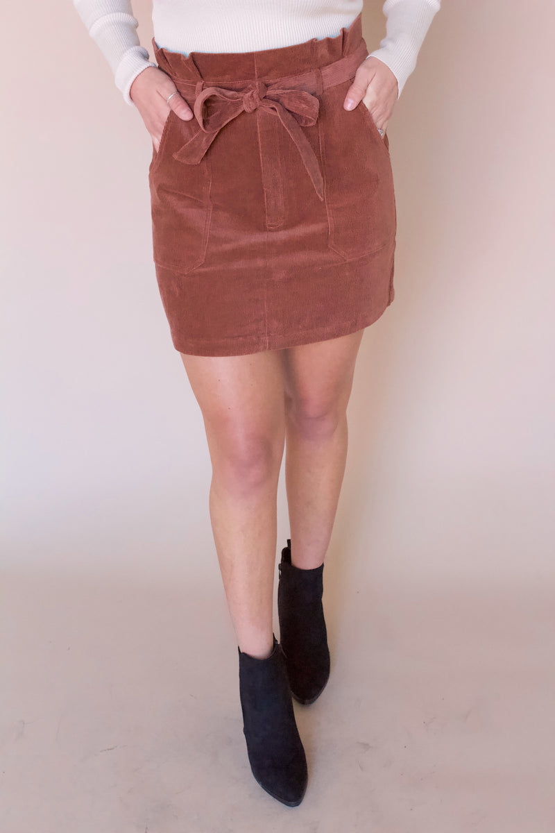 Rowan Corduroy Skirt- Camel Mocha
