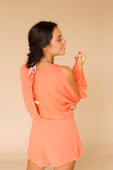 Just Your Type Romper- Bright Coral