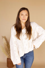 Chelsey Cable Knit Sweater- Cream