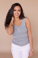 It’s Essential Ribbed Tank- Heather Grey