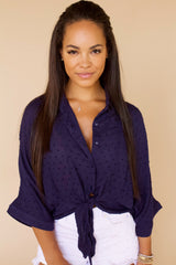 Whatever Happens Blouse- Navy