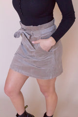 Rowan Corduroy Skirt- Ash Taupe