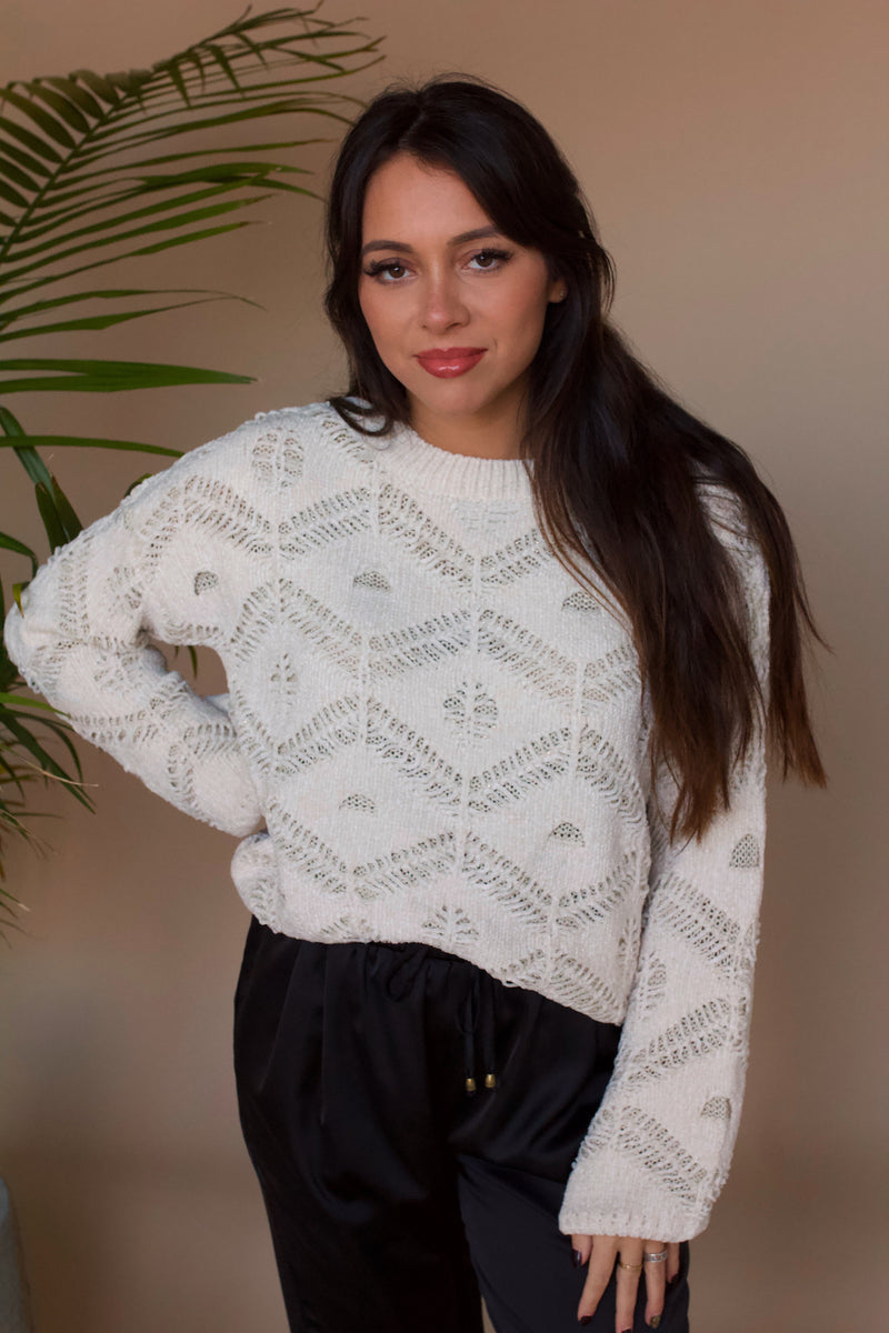 Frosty Chenille Sweater- Ivory