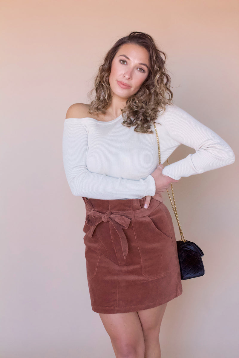 Rowan Corduroy Skirt- Camel Mocha