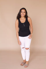 It’s Essential Ribbed Tank- Black