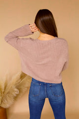 Layne Cropped Fuzzy Cardigan Sweater- Mocha