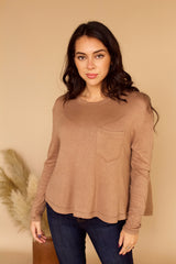 Priya Hacci Knit Hi-Low Top- Mocha