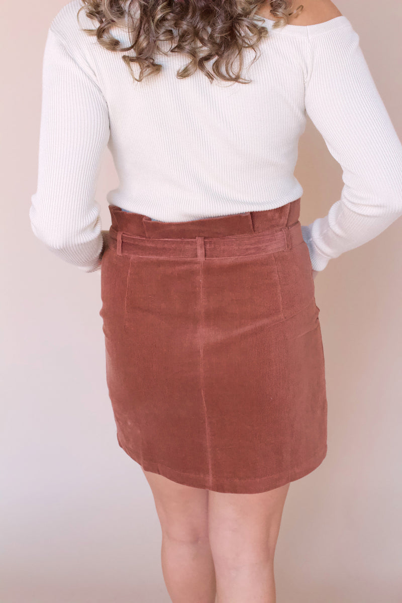 Rowan Corduroy Skirt- Camel Mocha