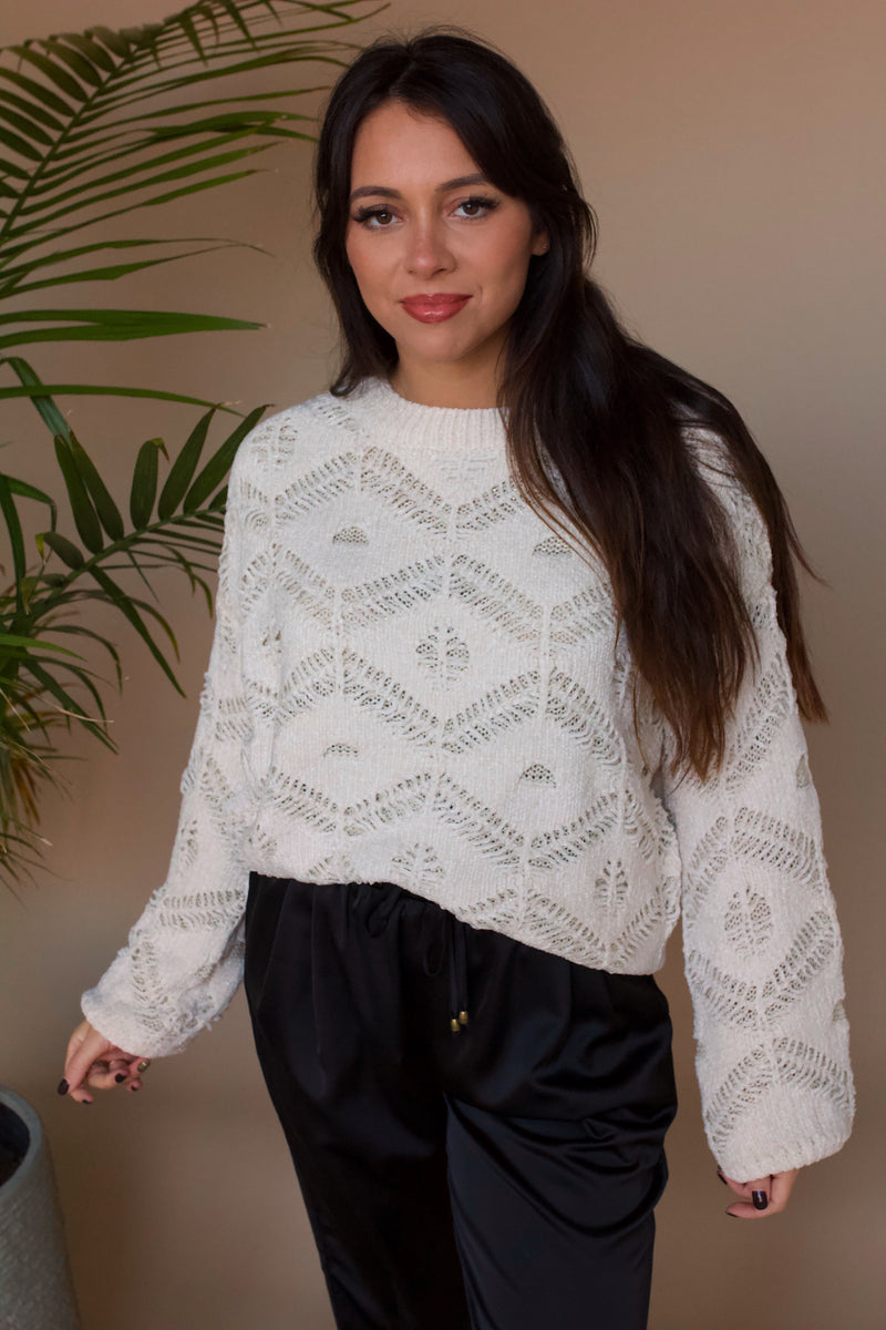 Frosty Chenille Sweater- Ivory