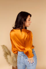 Anya Blouse Bodysuit- Rust Orange