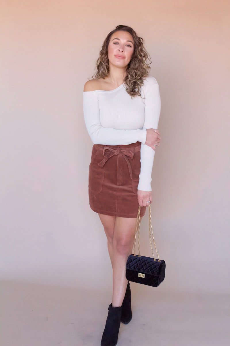 Rowan Corduroy Skirt- Camel Mocha