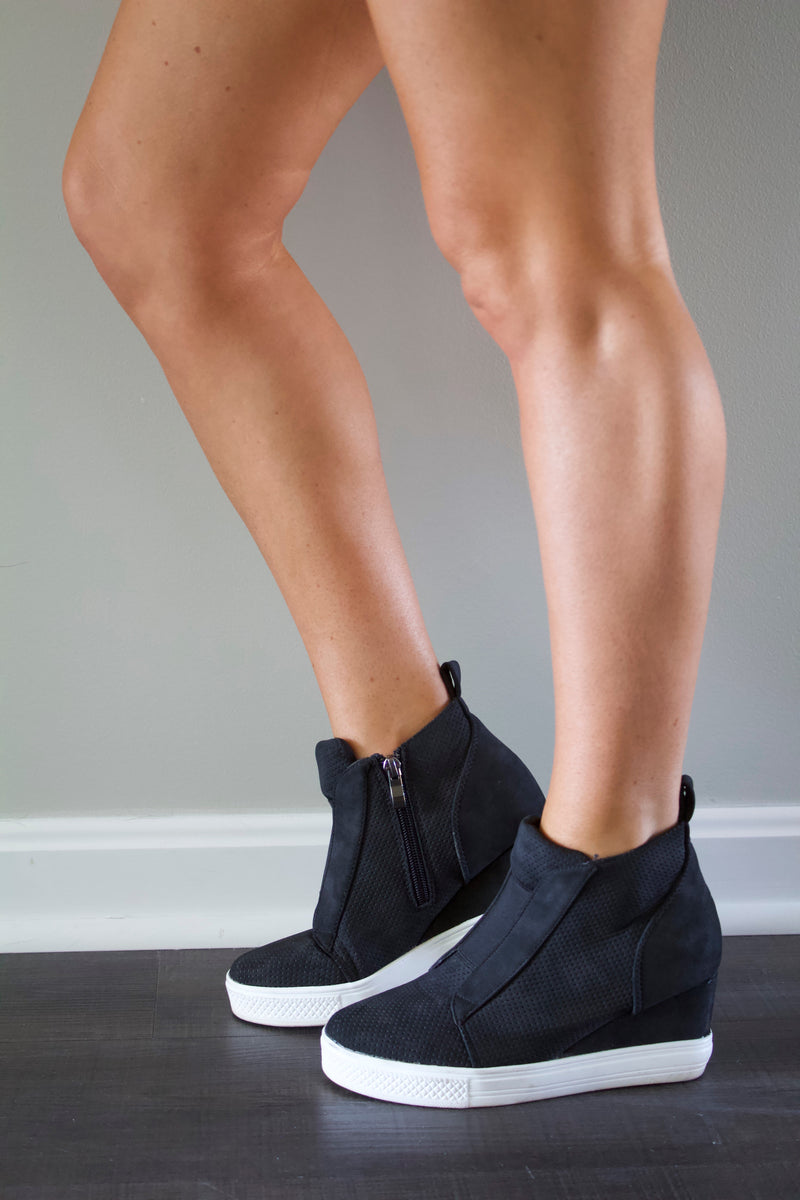 Reese Wedge Sneakers- Black