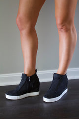 Reese Wedge Sneakers- Black