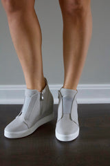 Reese Wedge Sneakers- Light Grey