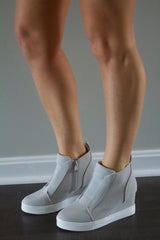 Reese Wedge Sneakers- Light Grey