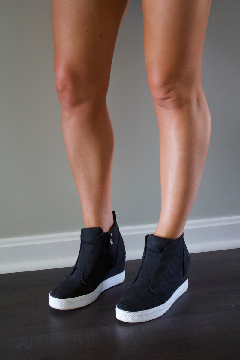 Reese Wedge Sneakers- Black